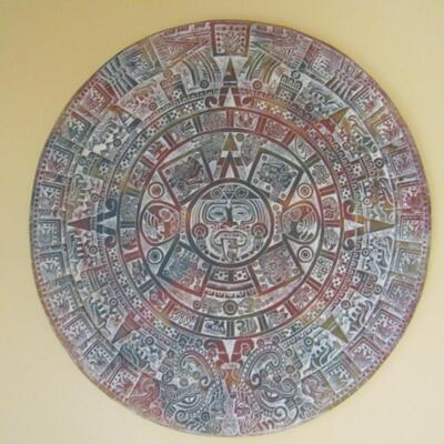 Multi-Color Aztec Calendar Wall Hanging- Approx 24