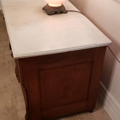 Marble Top Cabinet with Lamp