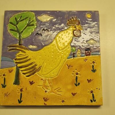 Lot 43: Original Pottery by Michel Williatte - Nova Scotia - Rooster Hanging Pottery