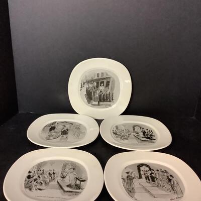 C679 Set of 5 Vintage New Yorker Cartoon Plates by Helen E. Hokinson