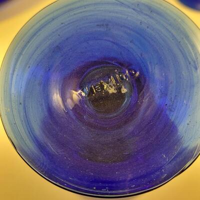 Lot 82: Vintage Blown Glass Cobalt Blue Goblets, Collins Glasses and Large Plate/Tray