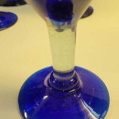 Lot 82: Vintage Blown Glass Cobalt Blue Goblets, Collins Glasses and Large Plate/Tray