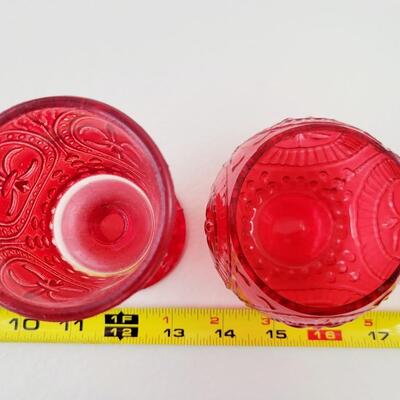 RED FLEUR DE LIS GLASS BUNDLE - 2 PC