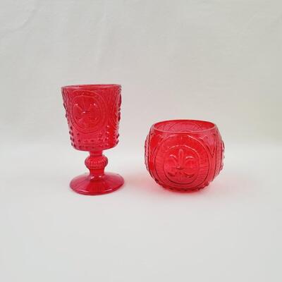 RED FLEUR DE LIS GLASS BUNDLE - 2 PC