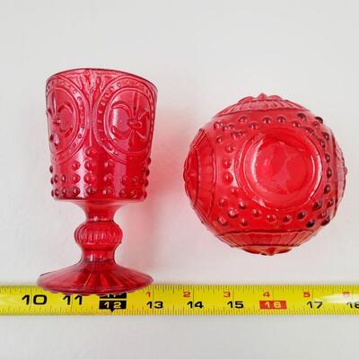 RED FLEUR DE LIS GLASS BUNDLE - 2 PC