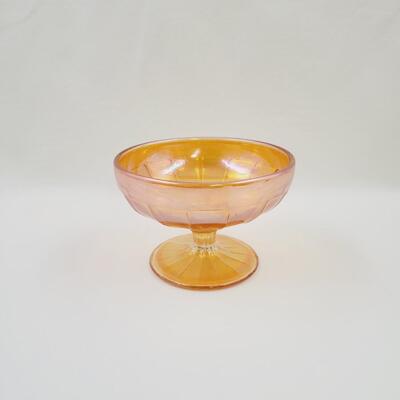 PEACH/ AMBER COLORED CARNIVAL SHERBERT GLASS