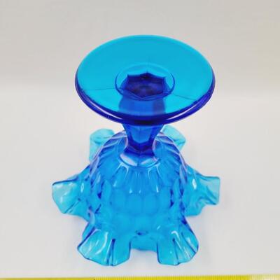 VINTAGE BLUE RUFFLED GLASS DECOR