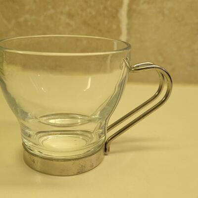 Lot 89: (5) Espresso Glass Cups & Set of (6) Glass Plates