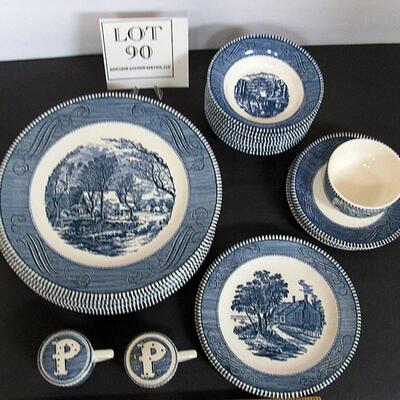 Lot of Currier and Ives Dishes