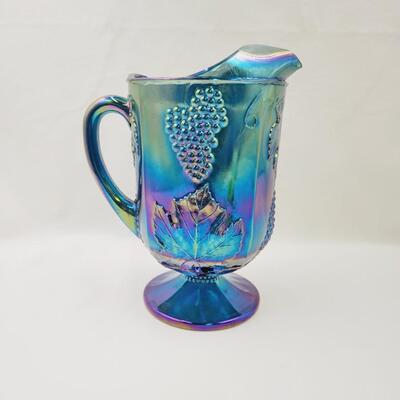 INDIANA CARNIVAL IRIDESCENT GRAPE PATTERN LARGE PITCHER