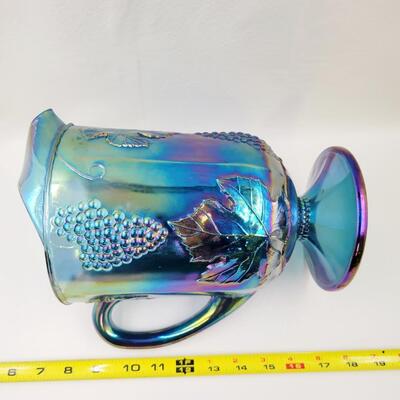 INDIANA CARNIVAL IRIDESCENT GRAPE PATTERN LARGE PITCHER