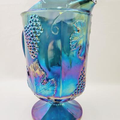 INDIANA CARNIVAL IRIDESCENT GRAPE PATTERN LARGE PITCHER