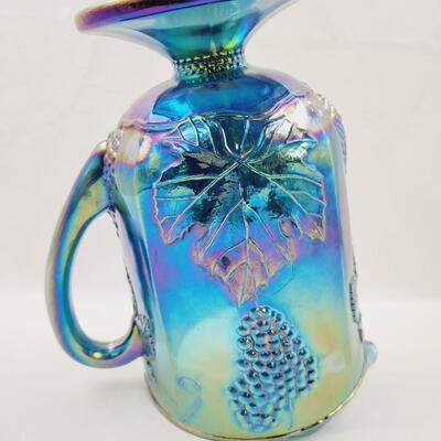 INDIANA CARNIVAL IRIDESCENT GRAPE PATTERN LARGE PITCHER