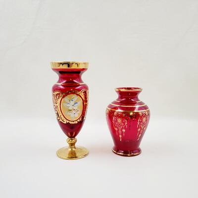 RED HAND PAINTED GLASS BUNDLE