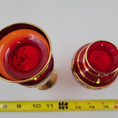 RED HAND PAINTED GLASS BUNDLE