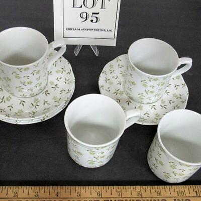 4 Cup and Saucer Sets, J&G Meakin England, Sterling, Forget Me Not Pattern