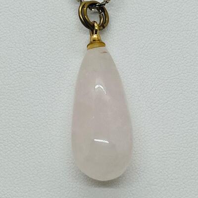 Lot 113: Vintage Rose Quartz Teardrop Pendant
