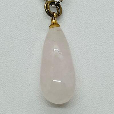 Lot 113: Vintage Rose Quartz Teardrop Pendant