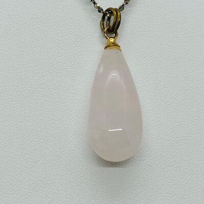 Lot 113: Vintage Rose Quartz Teardrop Pendant