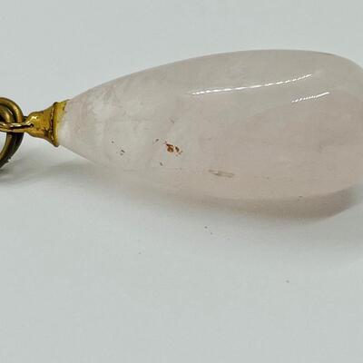 Lot 113: Vintage Rose Quartz Teardrop Pendant