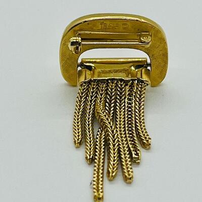 Lot 114: Vintage Goldtone Crown Trifari Chain Tassel Brooch