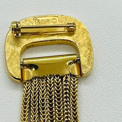 Lot 114: Vintage Goldtone Crown Trifari Chain Tassel Brooch
