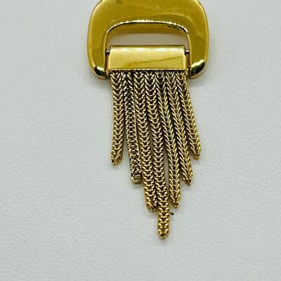 Lot 114: Vintage Goldtone Crown Trifari Chain Tassel Brooch
