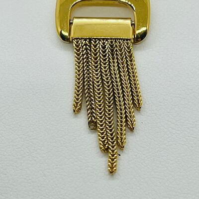 Lot 114: Vintage Goldtone Crown Trifari Chain Tassel Brooch