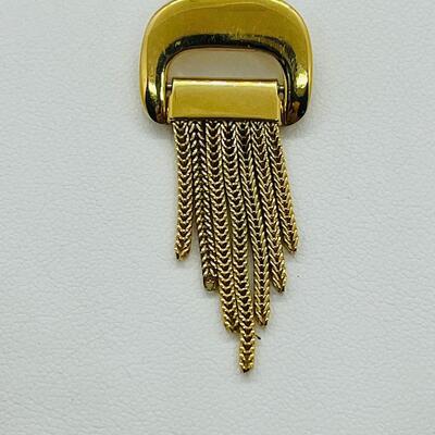 Lot 114: Vintage Goldtone Crown Trifari Chain Tassel Brooch