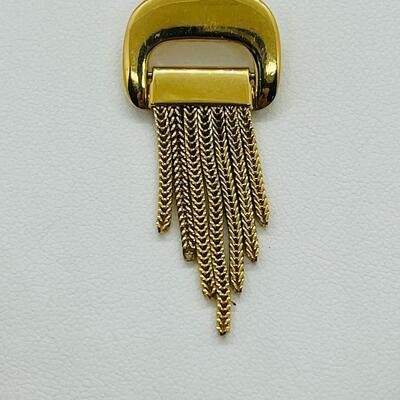 Lot 114: Vintage Goldtone Crown Trifari Chain Tassel Brooch