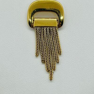 Lot 114: Vintage Goldtone Crown Trifari Chain Tassel Brooch