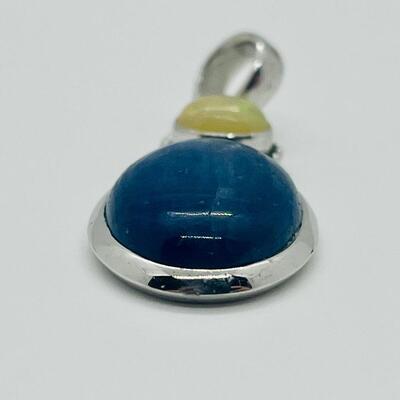 Lot 116 Sterling silver Opal and blue Kyanite pendant marked 925 India YS on the bail