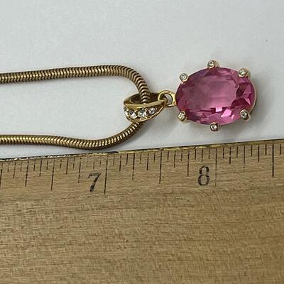 Lot 118: Monet Faux Pink Gemstone in Goldtone Chain
