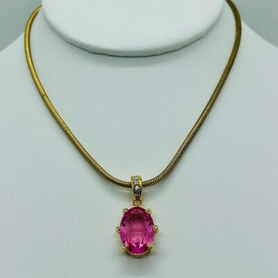 Lot 118: Monet Faux Pink Gemstone in Goldtone Chain