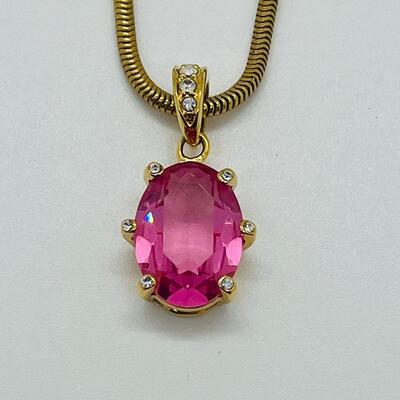 Lot 118: Monet Faux Pink Gemstone in Goldtone Chain