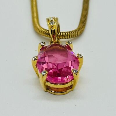 Lot 118: Monet Faux Pink Gemstone in Goldtone Chain