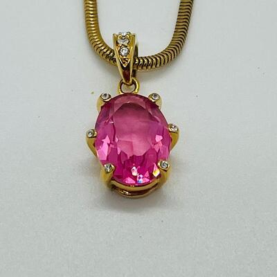 Lot 118: Monet Faux Pink Gemstone in Goldtone Chain