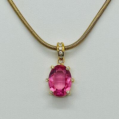 Lot 118: Monet Faux Pink Gemstone in Goldtone Chain