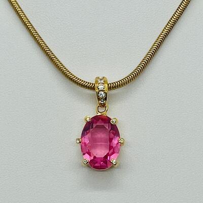 Lot 118: Monet Faux Pink Gemstone in Goldtone Chain