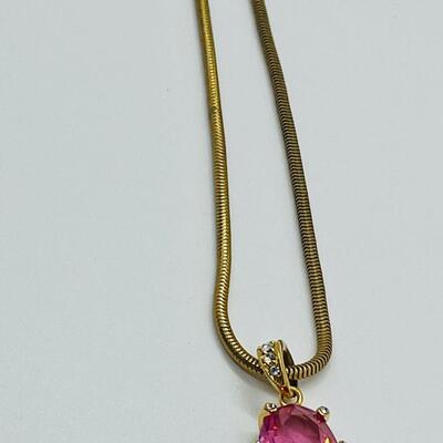 Lot 118: Monet Faux Pink Gemstone in Goldtone Chain