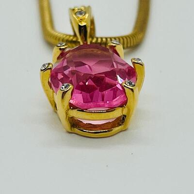Lot 118: Monet Faux Pink Gemstone in Goldtone Chain