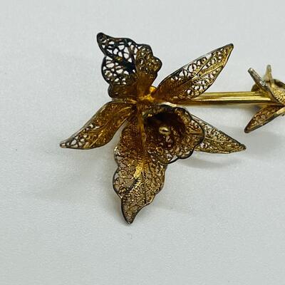 Lot 121: Krementz Two-Tone Flower Pin, 925 Bow with CZ's and More