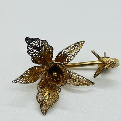 Lot 121: Krementz Two-Tone Flower Pin, 925 Bow with CZ's and More