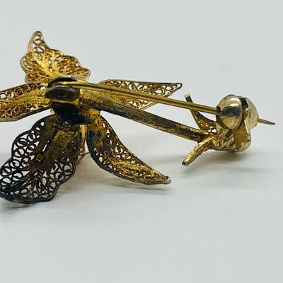Lot 121: Krementz Two-Tone Flower Pin, 925 Bow with CZ's and More