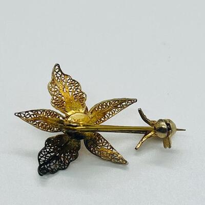 Lot 121: Krementz Two-Tone Flower Pin, 925 Bow with CZ's and More
