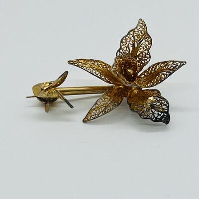Lot 121: Krementz Two-Tone Flower Pin, 925 Bow with CZ's and More