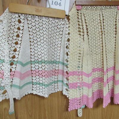 2 Crocheted Aprons, Pretty, Vintage
