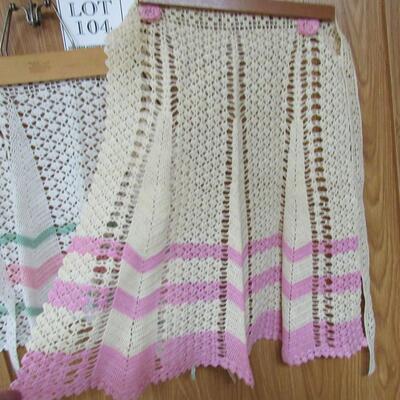 2 Crocheted Aprons, Pretty, Vintage