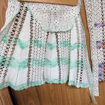 2 Very Nice Vintage Crocheted Aprons