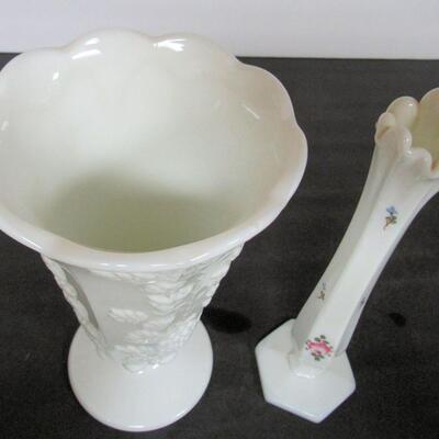 2 Westmoreland Glass Milk Glass Vases